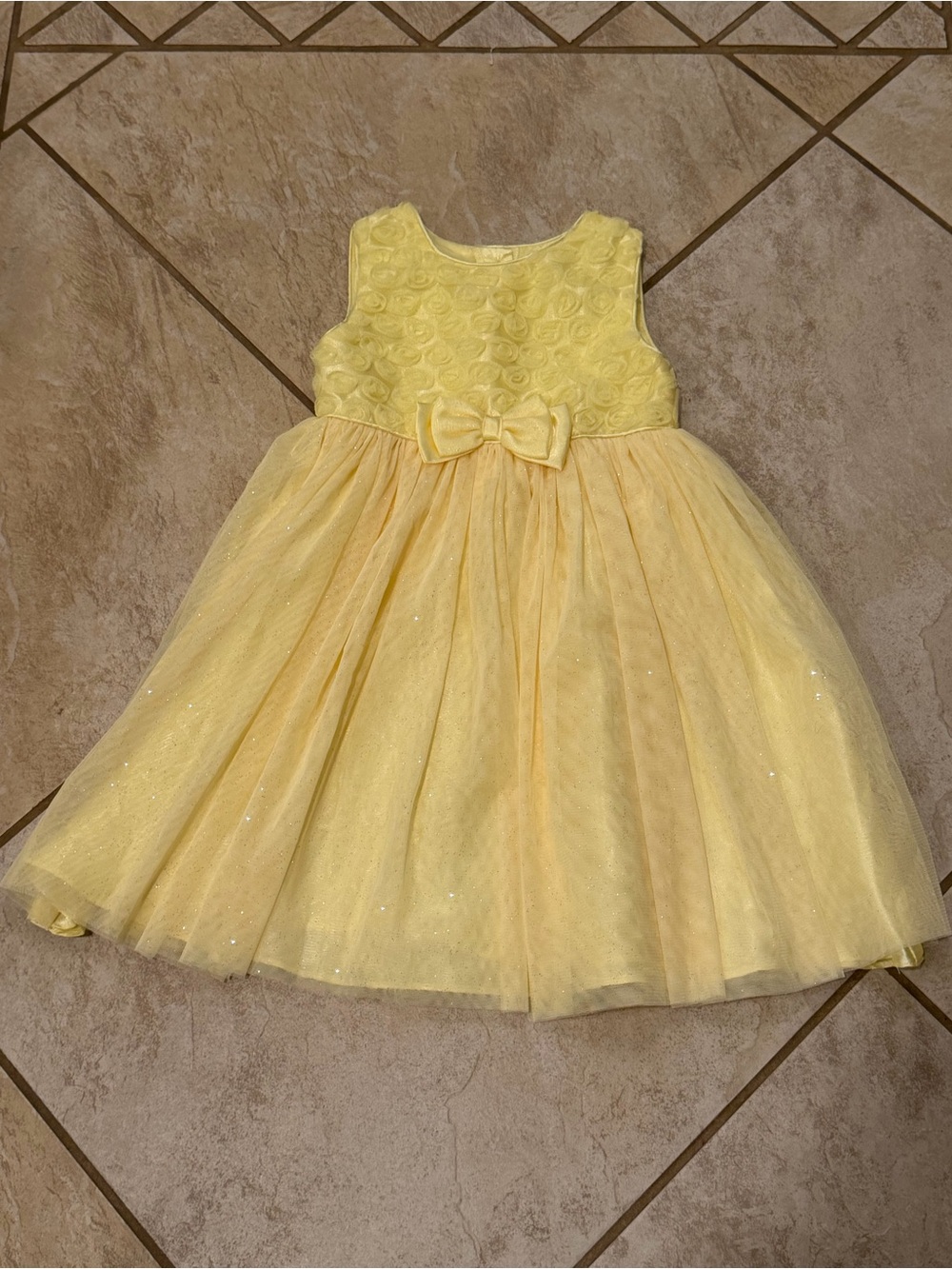 George Girls Yellow Tulle Party Dress Size 5T Easter Flower Girl Holiday